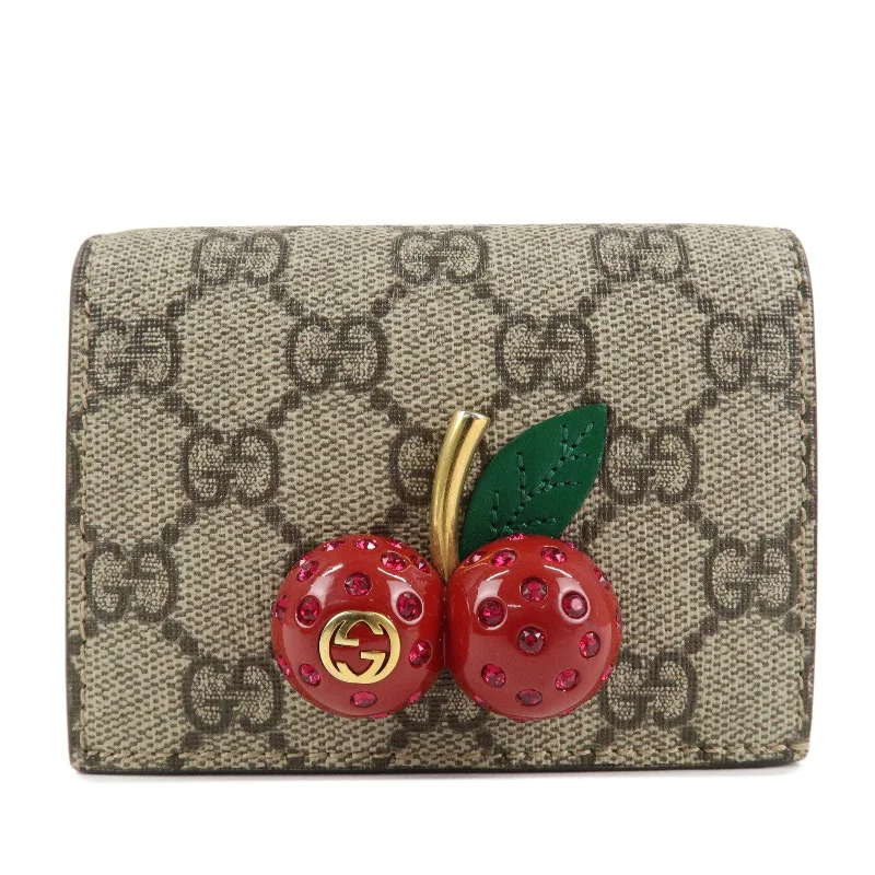 Gucci tote bags for women with a water - resistant coatingGUCCI Interlocking GG Supreme Plastic Card Case Coin Case Cherry