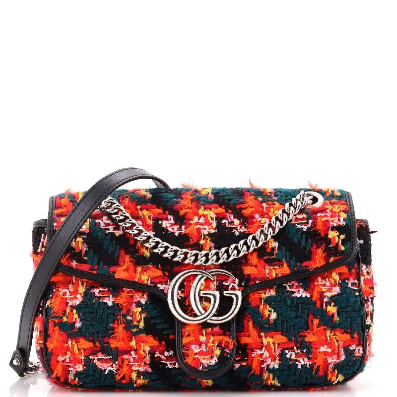 Women Gucci bags with a front - flap pocket for quick - access itemsGG Marmont Flap Bag Tweed Small