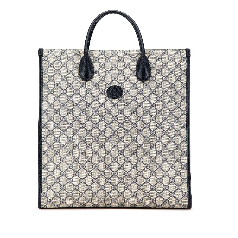 Women Gucci bags with a front - zip pocket for small itemsBeige Gucci Medium GG Supreme Interlocking G Tote Satchel