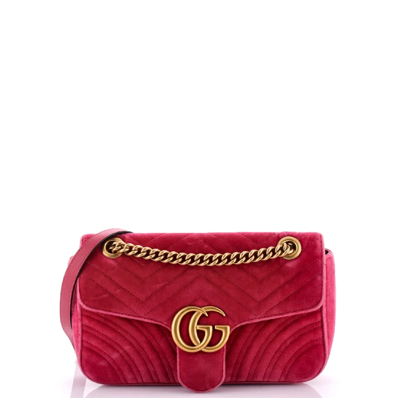 Women Gucci bags with a detachable mobile phone holderGG Marmont Flap Bag Matelasse Velvet Small