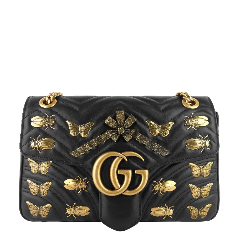 Women Gucci Sylvie bags featuring the signature web stripeGG Marmont Medium Insects Matelassé Leather Bag