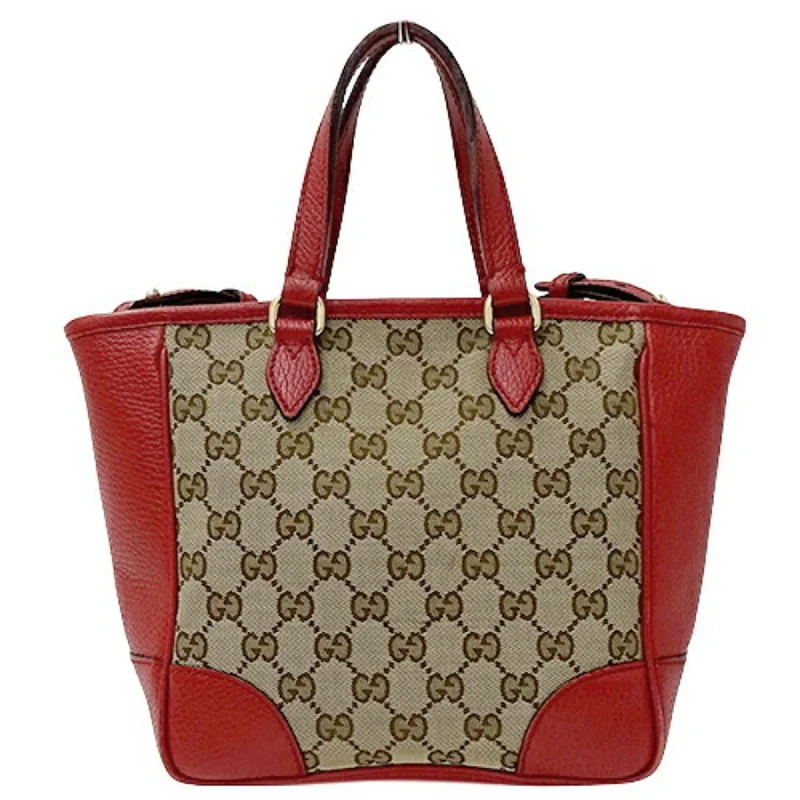 Gucci tote bags for women with a water - resistant coatingGucci Bag ladies handBag shoulder 2way GG canvas brown red 449241