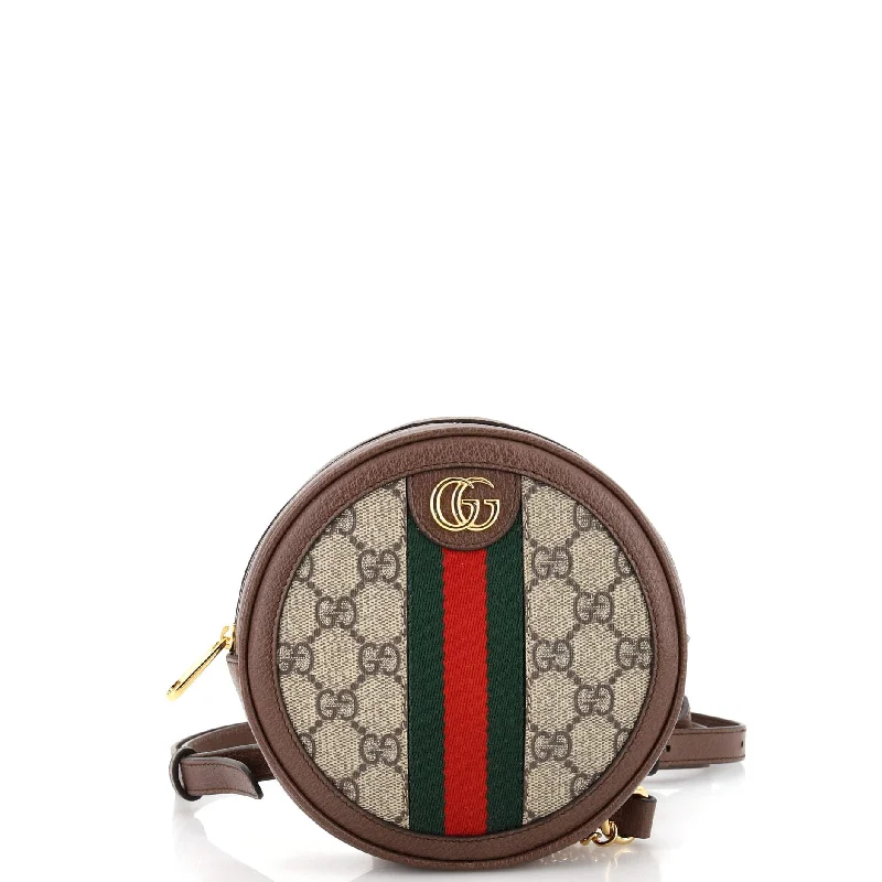 Ladies Gucci handbags with a detachable coin purse insideOphidia Round Backpack GG Coated Canvas Mini