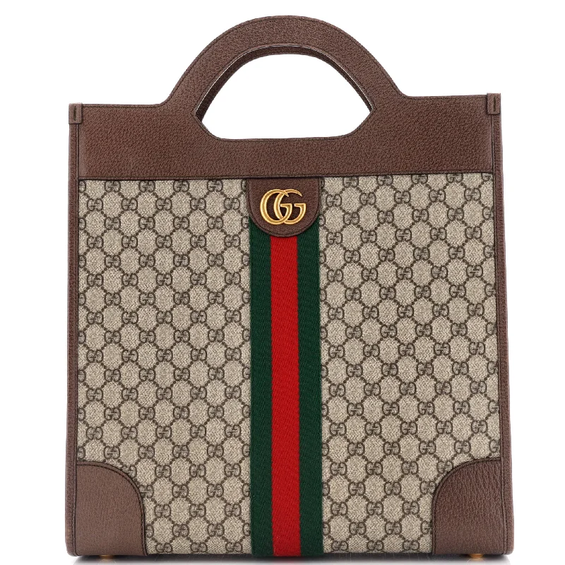 Women Gucci Sylvie bags with a leather - wrapped handleOphidia Cut Out Handle Bag GG Coated Canvas Large