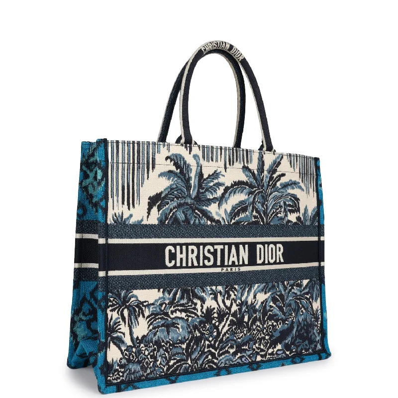 Stylish Christian Dior shoulder bags with a tassel - adorned zipperChristian Dior Blue Canvas Large Book Tote