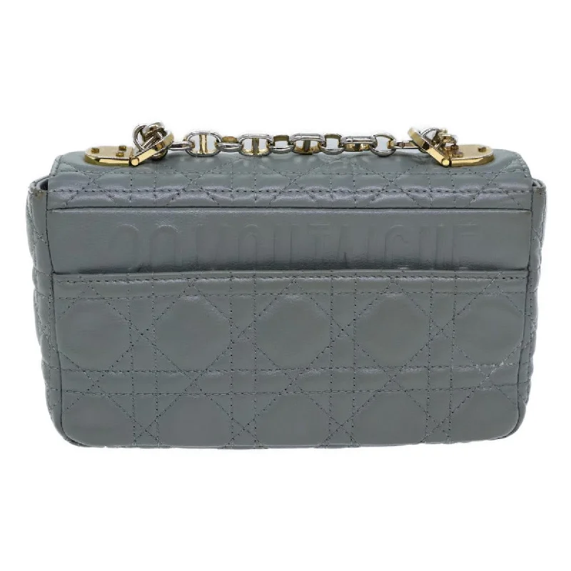 Christian Dior bags with a quilted pattern and gold - toned hardwareCHRISTIAN DIOR Canage Caro Shoulder Bag Leather Gray Auth 71331A