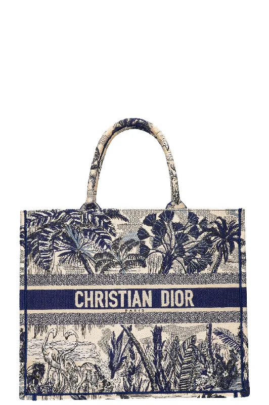 Christian Dior handbags with a back - pocket for quick storageCHRISTIAN DIOR Book Tote Blue and White