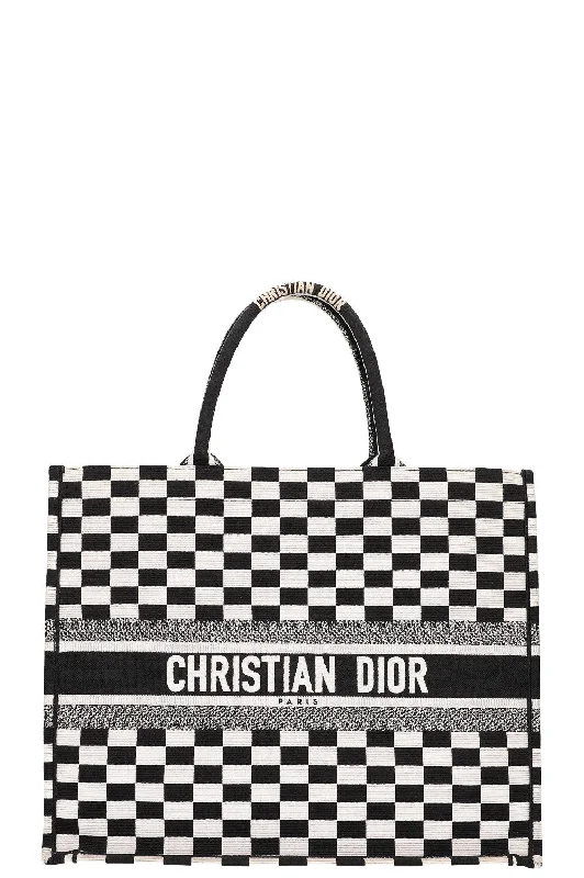 Stylish Christian Dior shoulder bags with a tassel - adorned zipperCHRISTIAN DIOR Book Tote Check