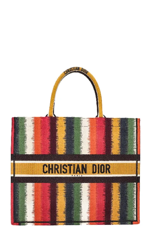 Christian Dior bags with a quilted pattern and gold - toned hardwareCHRISTIAN DIOR Book Tote Striped Multicolor