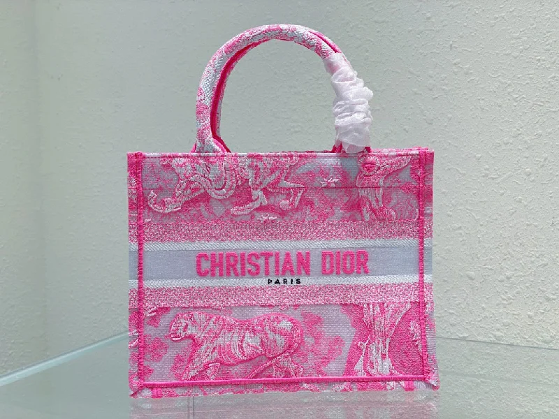 Christian Dior tote bags with a printed Dior logo on the frontChristian Dior Small Book Tote Pink, For Women