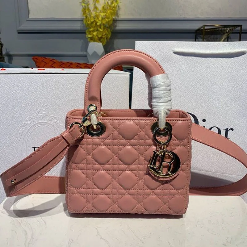 Christian Dior handbags with a back - pocket for quick storageChristian Dior Small Lady Bag Gold Toned Hardware Sorbet Pink