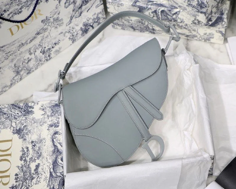 High - fashion Christian Dior bags with a geometric patternChristian Dior Ultramatte Saddle Bag Canvas Light Blue