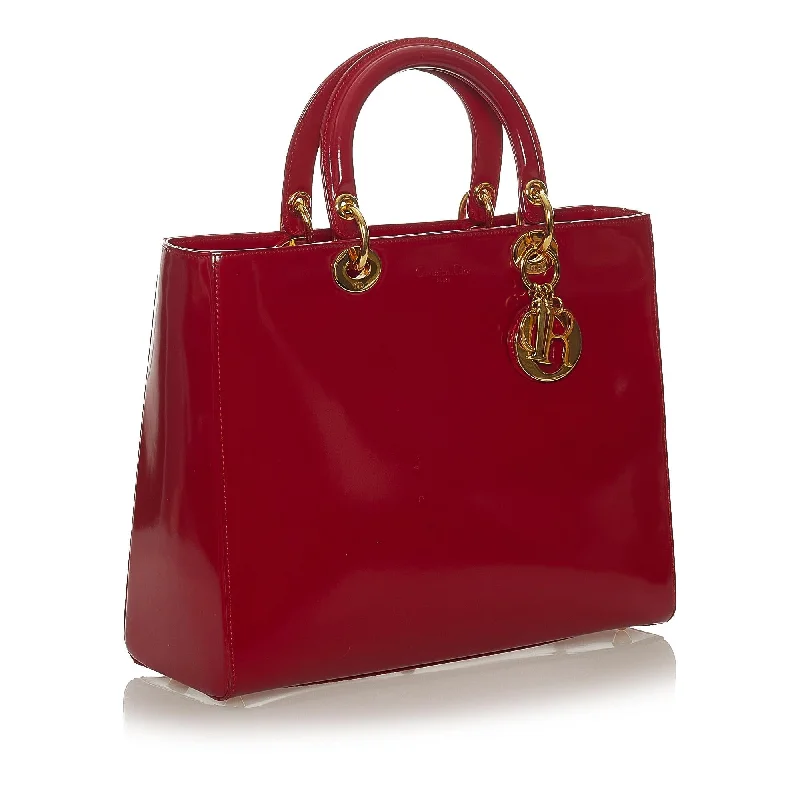 Christian Dior tote bags with a printed Dior logo on the frontDior Diorissimo Leather Satchel (SHG-27558)