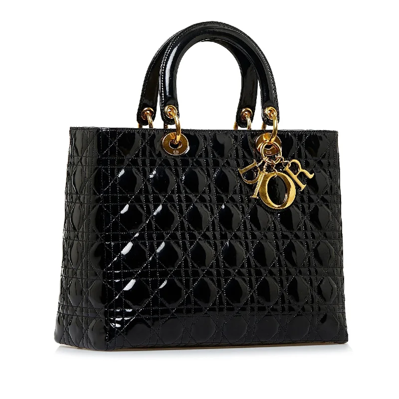 Christian Dior bags with a quilted pattern and gold - toned hardwareDior Large Cannage Patent Lady Dior (SHG-PODoLT)