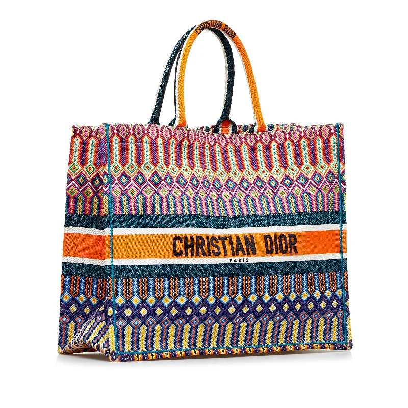 Fashion - forward Christian Dior tote bags for the modern womanDior Large Multicolor Embroidered Book Tote (SHG-GboZYw)