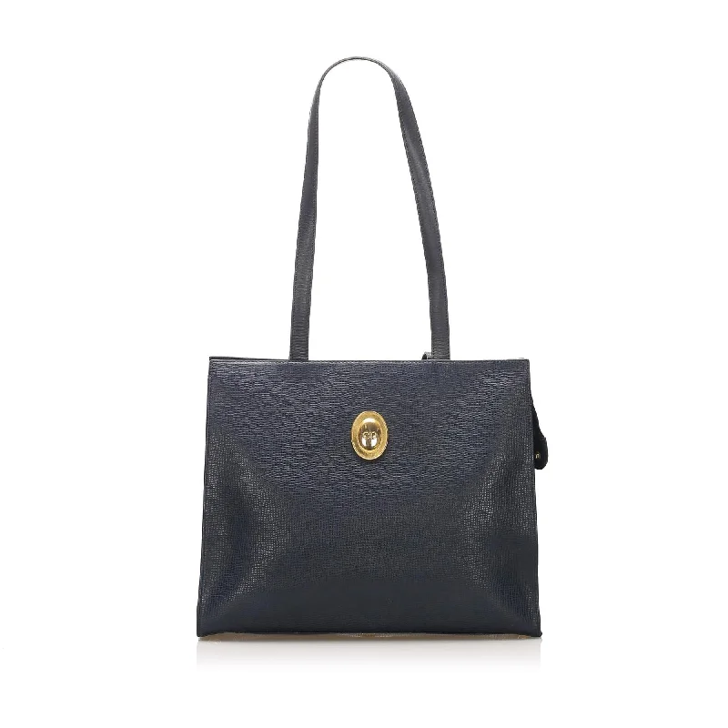 Christian Dior handbags with a snap - button closure and a decorative buckleDior Leather Tote Bag (SHG-11506)