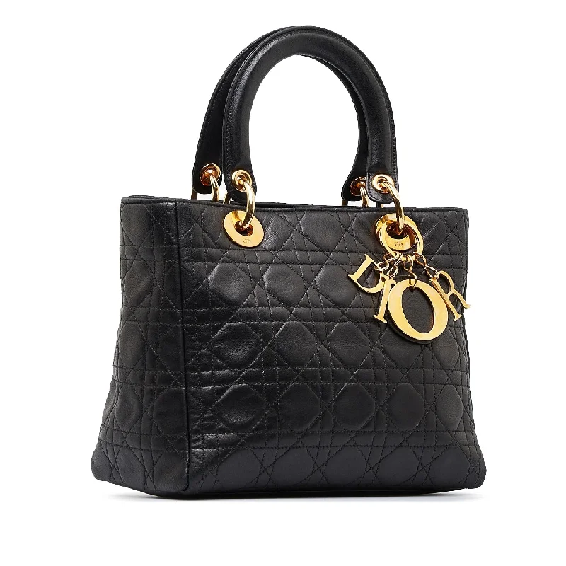 Christian Dior handbags with a back - pocket for quick storageDior Medium Cannage Lady Dior (SHG-vVoDsK)