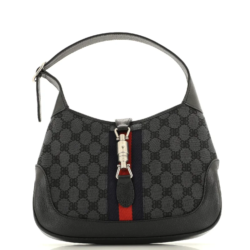 Women Gucci bags with a front - flap pocket for quick - access itemsx Gucci The Hacker Project Jackie 1961 Hobo BB Canvas Small