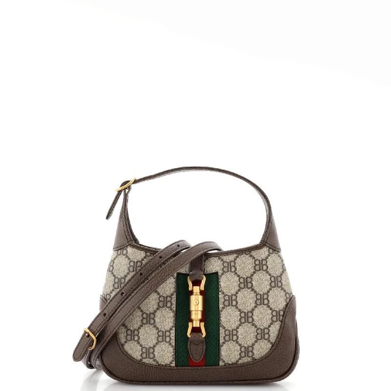 Gucci tote bags for women with a double - handle designx Gucci The Hacker Project Jackie 1961 Hobo BB Coated Canvas Mini