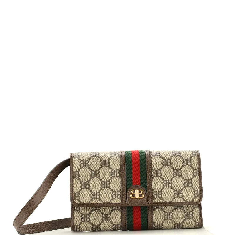 Women Gucci Sylvie bags with a monogram - embossed leatherx Gucci The Hacker Wallet on Strap BB Coated Canvas