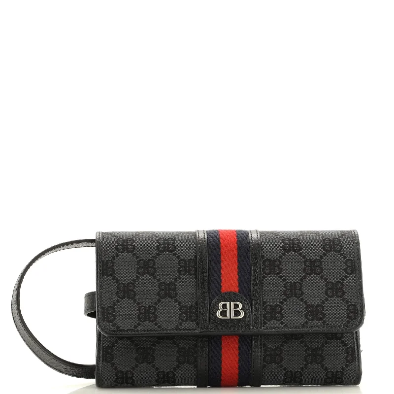 Women Gucci bags with a zippered interior pocketx Gucci The Hacker Wallet on Strap BB Coated Canvas