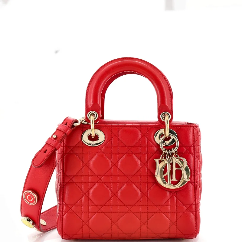 Christian Dior bags with a side - pocket for holding a water bottleMy Lady Dior Bag Cannage Quilt Lambskin