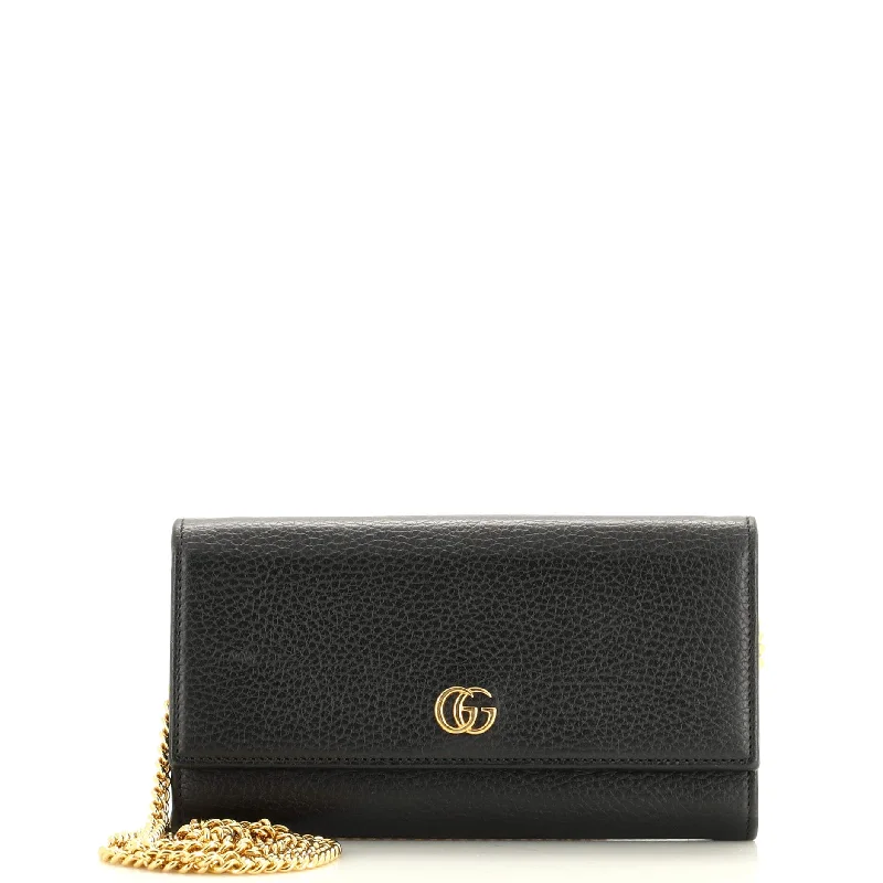 Women Gucci bags with a detachable mobile phone holderGG Marmont Continental Chain Wallet Leather