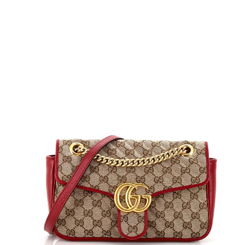 Ladies Gucci Dionysus bags with a star - shaped charmGG Marmont Flap Bag Diagonal Quilted GG Canvas Small