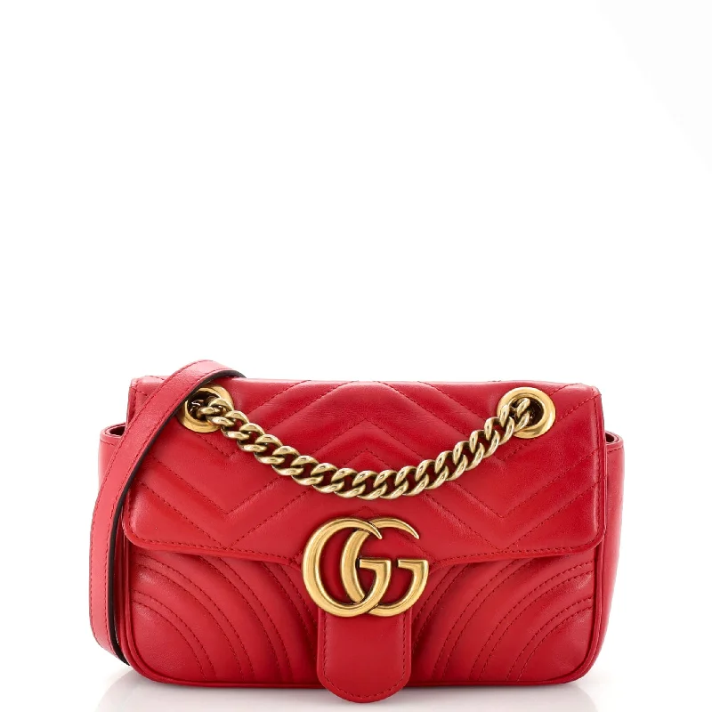 Women Gucci bags with a magnetic snap closure for easy accessGG Marmont Flap Bag Matelasse Leather Mini