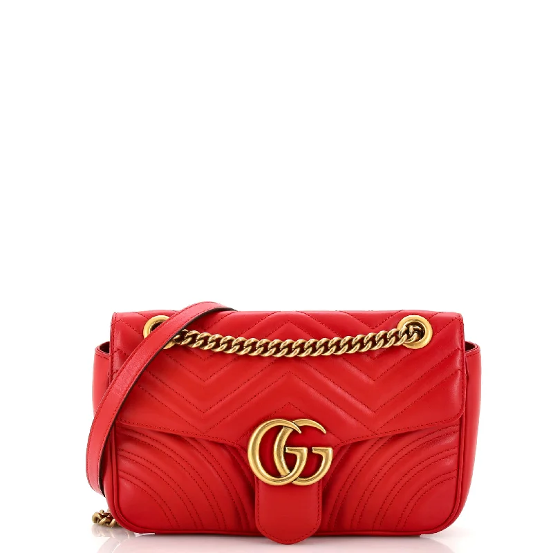 Women Gucci bags with a chain - link trim and a leather bodyGG Marmont Flap Bag Matelasse Leather Small