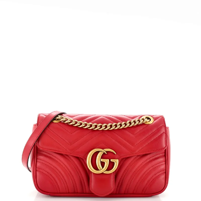 Women Gucci bags with a zip - around closure for securityGG Marmont Flap Bag Matelasse Leather Small