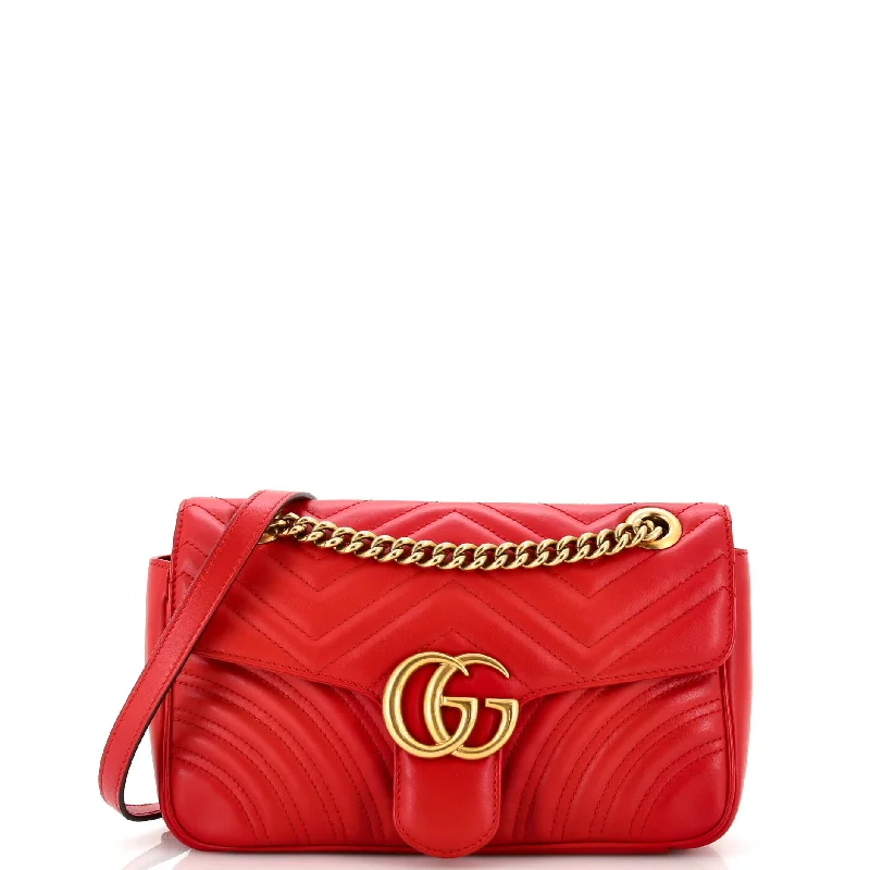 Ladies Gucci handbags with a detachable coin purse insideGG Marmont Flap Bag Matelasse Leather Small