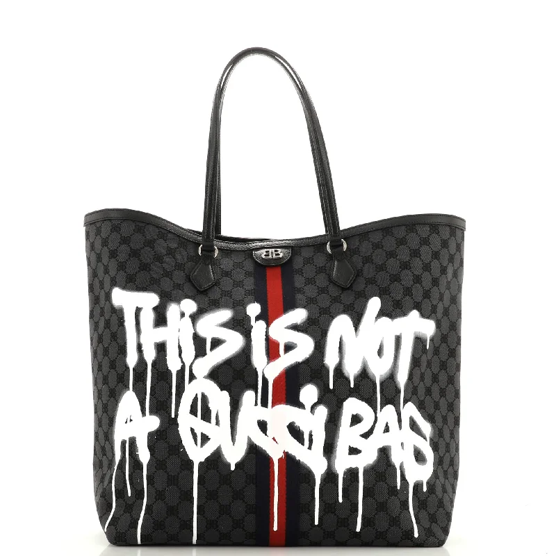 Gucci tote bags for women with a water - resistant coatingx Gucci The Hacker Project Tote Graffiti BB Canvas Large