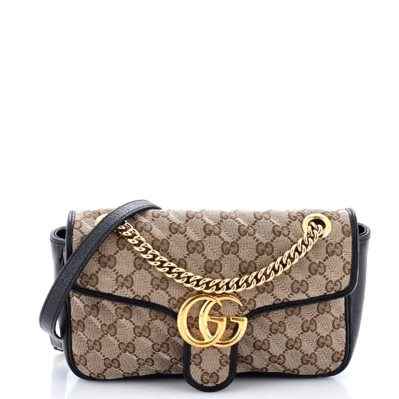 Gucci Marmont bags for women with gold - toned hardwareGG Marmont Flap Bag Diagonal Quilted GG Canvas Small