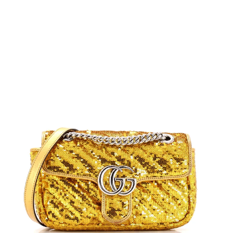 Ladies Gucci shoulder bags with a magnetic - closure flapGG Marmont Flap Bag Diagonal Quilted Sequins Mini