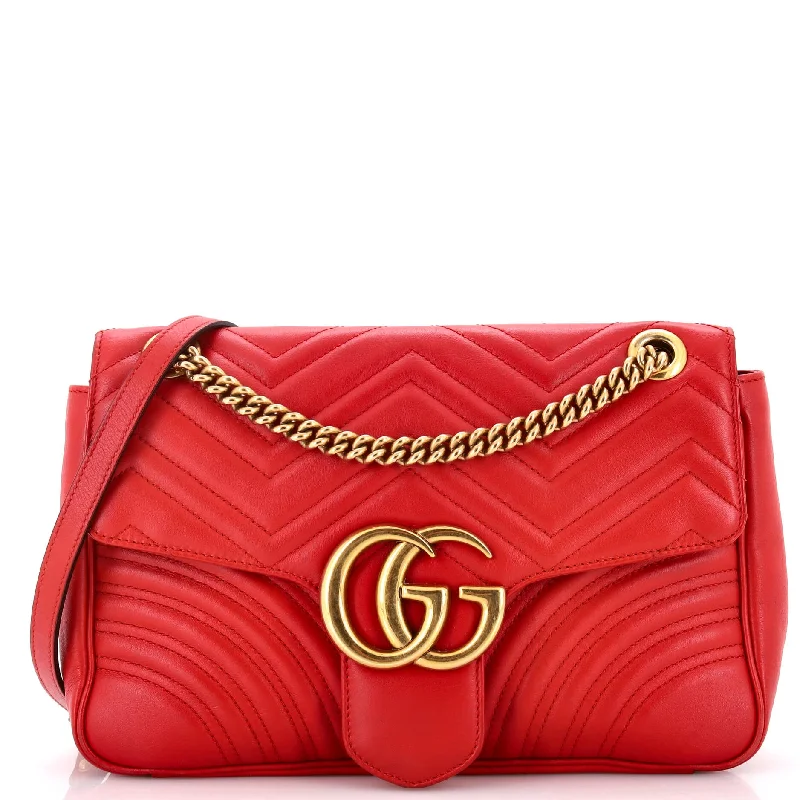 Women Gucci bags with a front - zip pocket for small itemsGG Marmont Flap Bag Matelasse Leather Medium