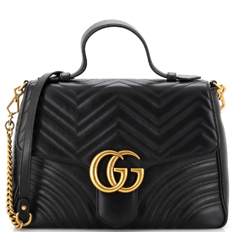 Ladies Gucci Dionysus bags with a detachable shoulder strapGG Marmont Top Handle Flap Bag Matelasse Leather Medium