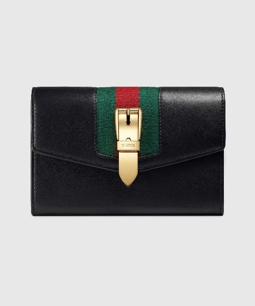 Women Gucci bags with a magnetic snap closure for easy accessGucci SyLouis Vuittonie Leather Zip Around Wallet Black